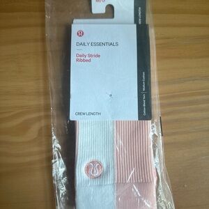 lululemon athletica Daily Stride Ribbed Crew Socks - Pink and White